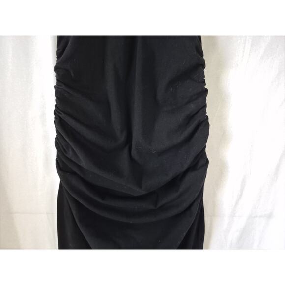 Michael Stars Womens Designer Black Ruched Racer Back Midi Dress Small - Picture 4 of 9